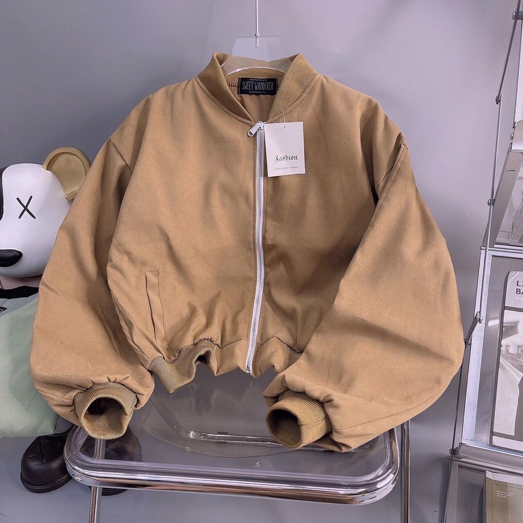 Áo Khoác Bomber Da Lộn Basic 2 Lớp Tay Phồng Mịn Mềm FREE SIZE Form Nữ Ulzzang có thể chống nắng, chống gió, chống bụi, chống rét, chống tia UV cực tốt