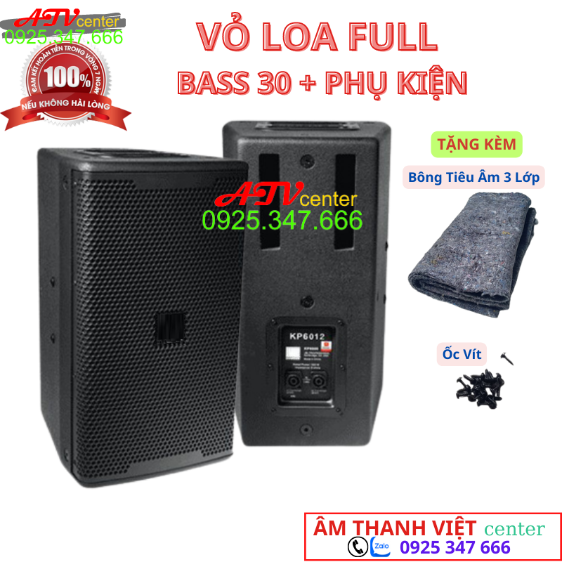 Vỏ Loa Full Đơn Bass 30 KP6012/KP6120 - Kèm Mạch Phân Tần PA5 - Giá 1 Đôi - Tặng Kèm Bông Tiêu Âm - KP 6120