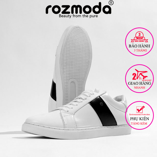 Giày thể thao nam trắng kiểu dáng đơn giản năng động hottrend 2021 Rozmoda GI01