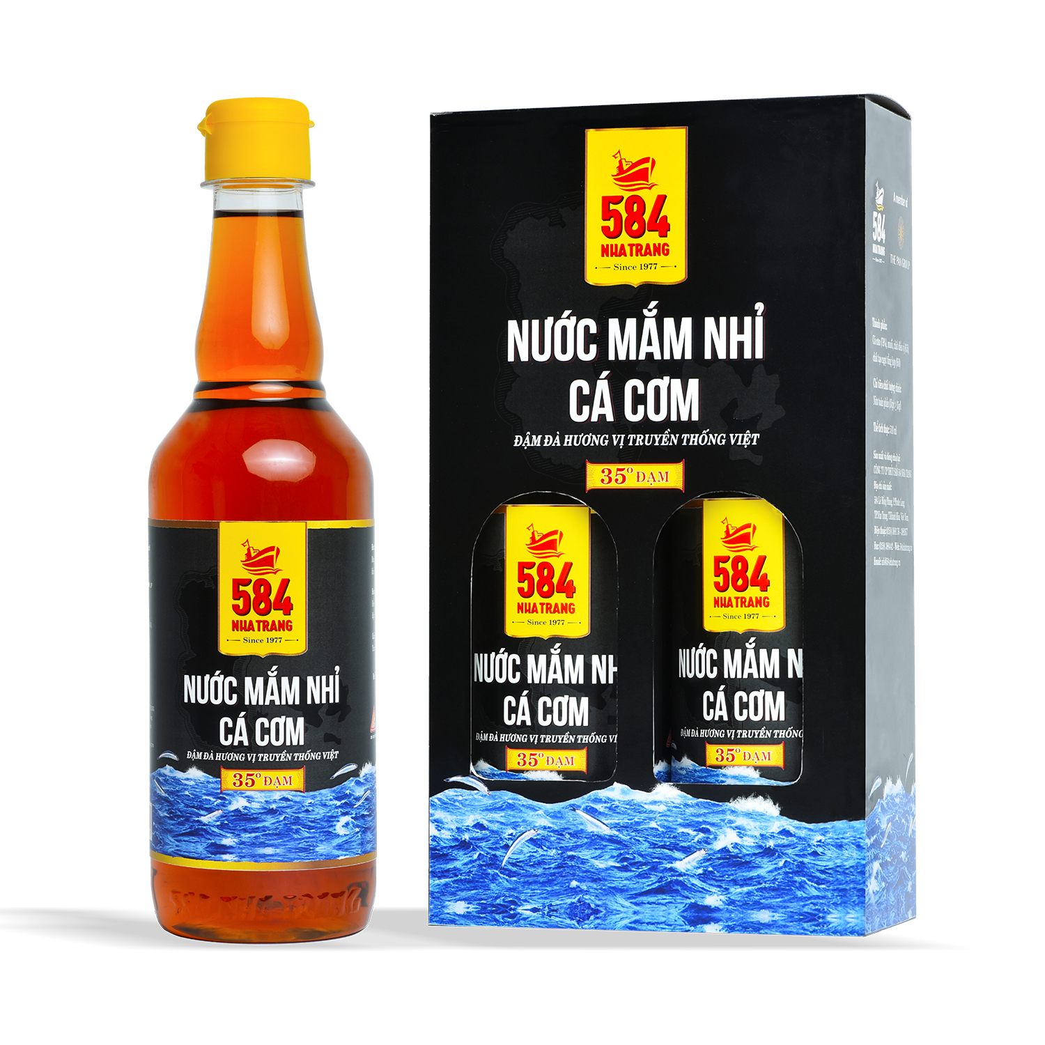 Thùng 6 Chai Nước mắm Nhỉ Cá cơm 584 Nha Trang - 35 độ đạm - Chai Nhựa 500ml