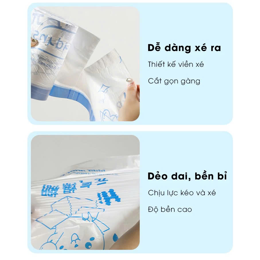 Túi Đựng Rác Cuộn 100 Túi Có Dây Rút 45x50cm – Loại Siêu Dày 360gr / Mỏng 250gr – Nhựa PE Dai Chắc Chắn, Chống Rò Rỉ Nước - HÀNG CHÍNH HÃNG MINIIN