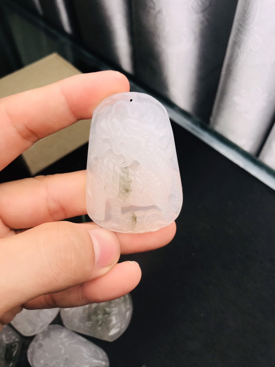 MẶT KỲ LÂN ĐÁ NGỌC JEDIET  TỰ NHIÊN ĐẸP nam mặt to nam làm mặt dây chuyền rất đẹp Tài Vận Hưng Thịnh TẶNG KÈM DÂY ĐEO