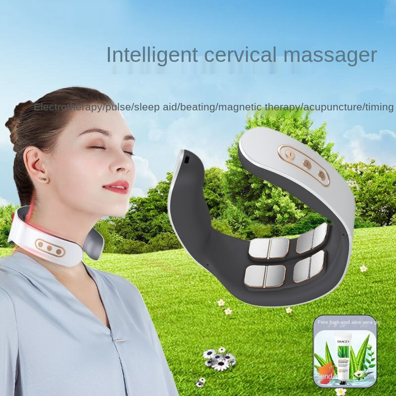 Máy Massage Đốt Sống Cổ Với 4 Đầu Massage Tác Động Sâu, 6 Mức Điều Chỉnh, Nén Nóng Xung Điện Thông Minh Đa Chức Năng