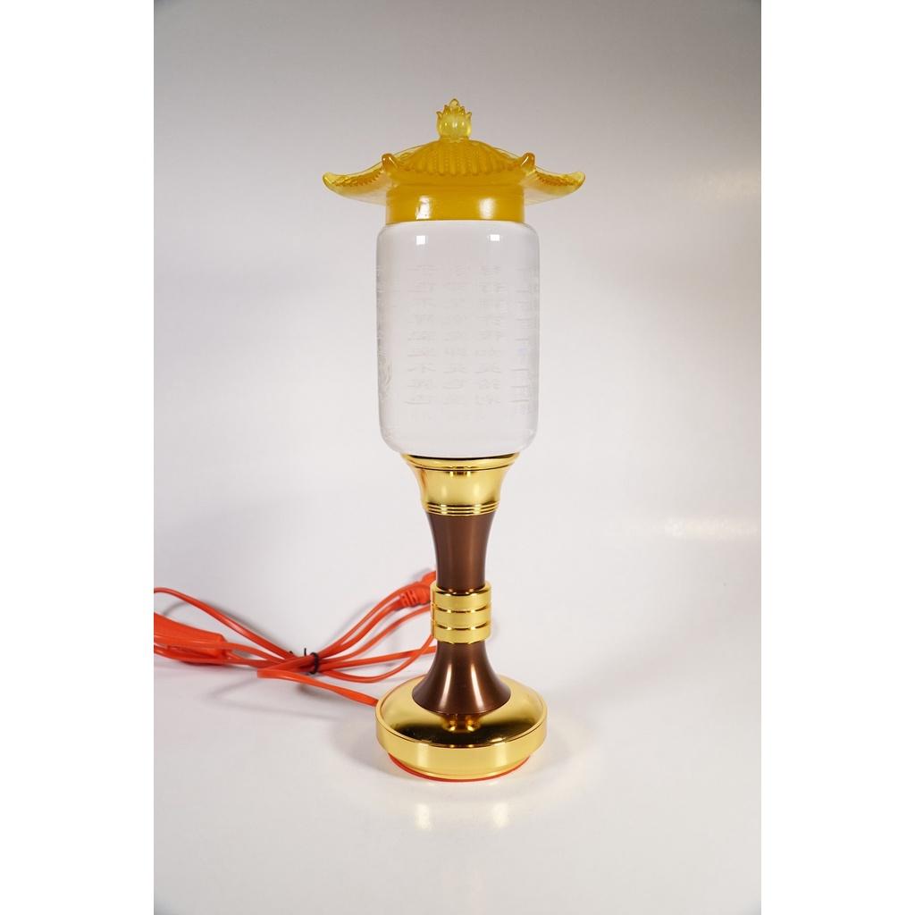 Đèn thờ điện led chú đại bi trụ pha lê mái lưu ly phú quý đế xi đồng cao cấp đổi màu - Nhiều cỡ