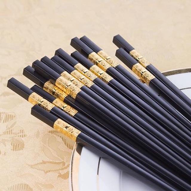 Bộ 10 đôi đũa khảm vàng phong cách Nhật Bản