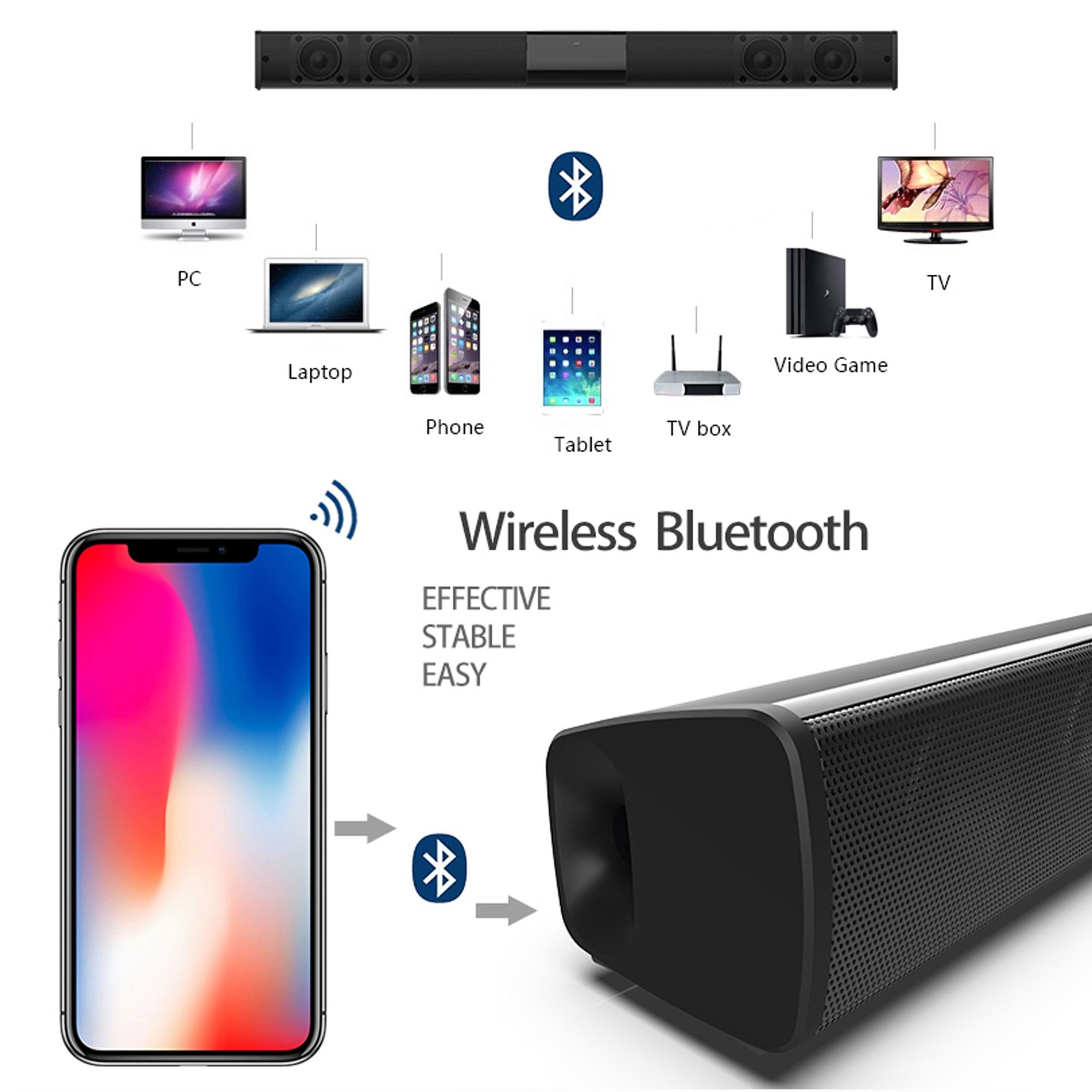Nhà hát tại nhà Hệ thống âm thanh System Bluetooth Loa loa cho TV Soundbar Box Subwooder Radio Center Center Color: 330 mm BS28A