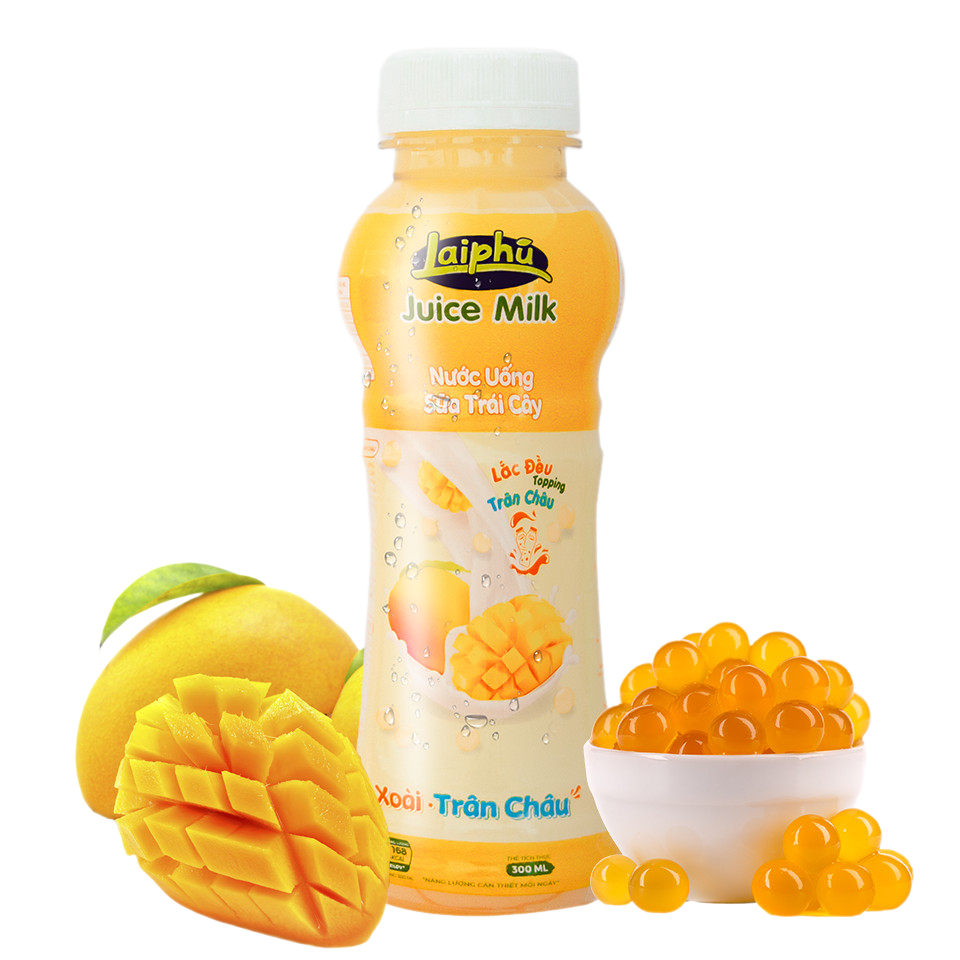 Sữa Trái Cây Xoài Trân Châu Lai Phú Chai 300ml - Thùng 24 Chai