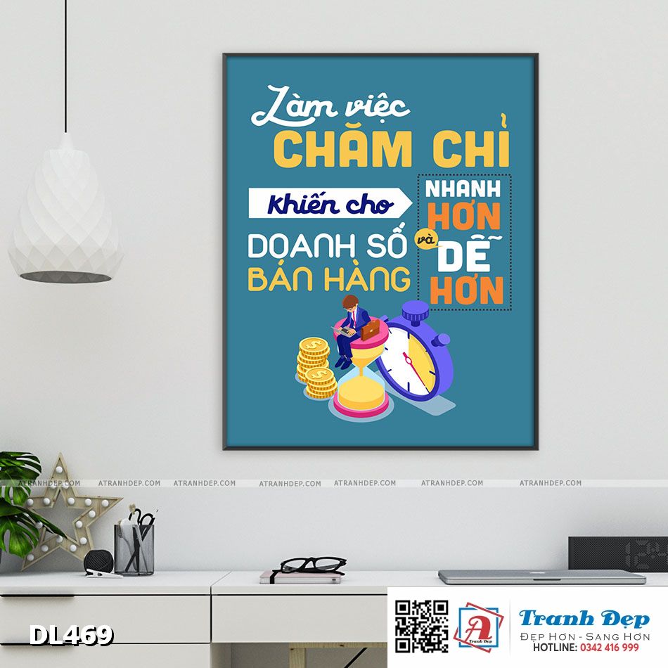 Tranh động lực trang trí phòng làm việc - Làm việc chăm chỉ khiến cho doanh số bán hàng nhanh hơn và dễ hơn - DL469