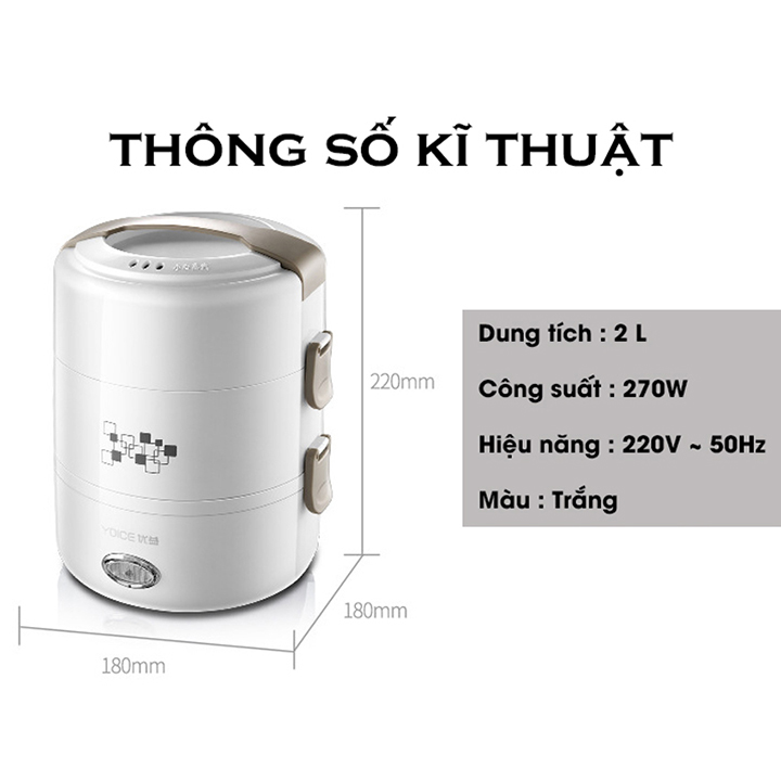 [HÀNG NHẬP KHẨU] Hộp cơm điện 3 tầng hình trụ tiện lợi cho Văn Phòng