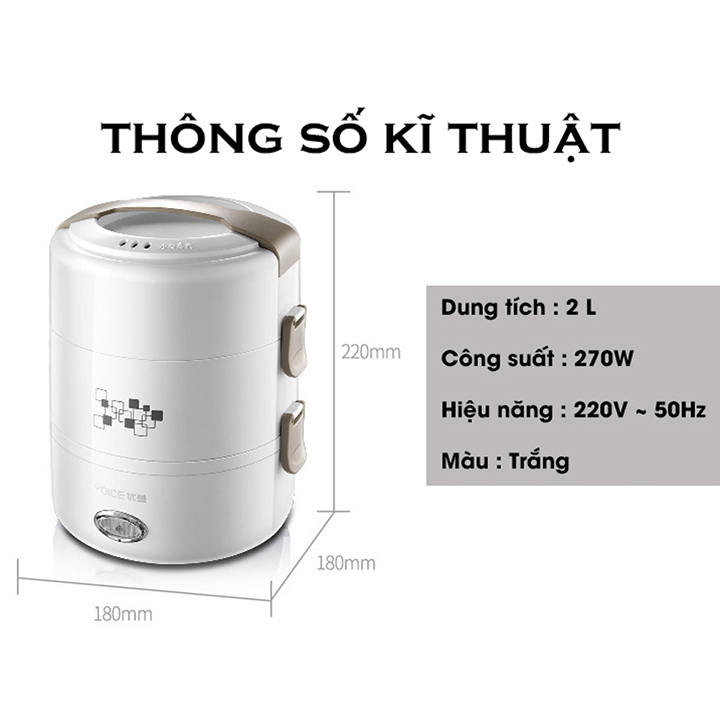 [HÀNG NHẬP KHẨU] Hộp cơm điện 3 tầng hình trụ tiện lợi cho Văn Phòng