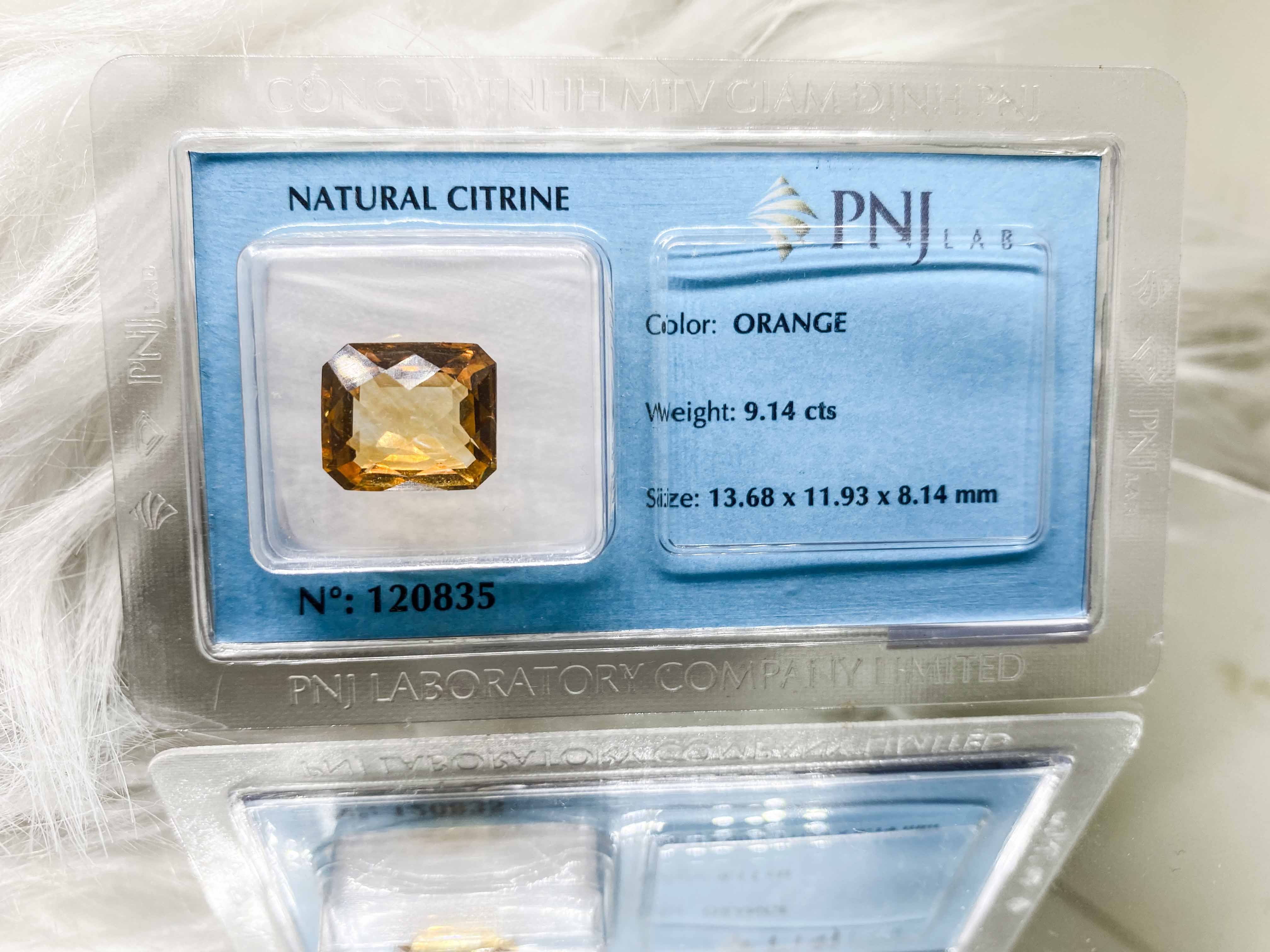 Viên citrine thạch anh vàng chữ nhật giác lưới 9.14ct 120835