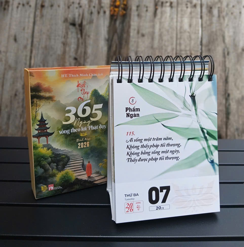 Sách Lịch bàn 2026 - Kinh Pháp Cú (365 ngày)