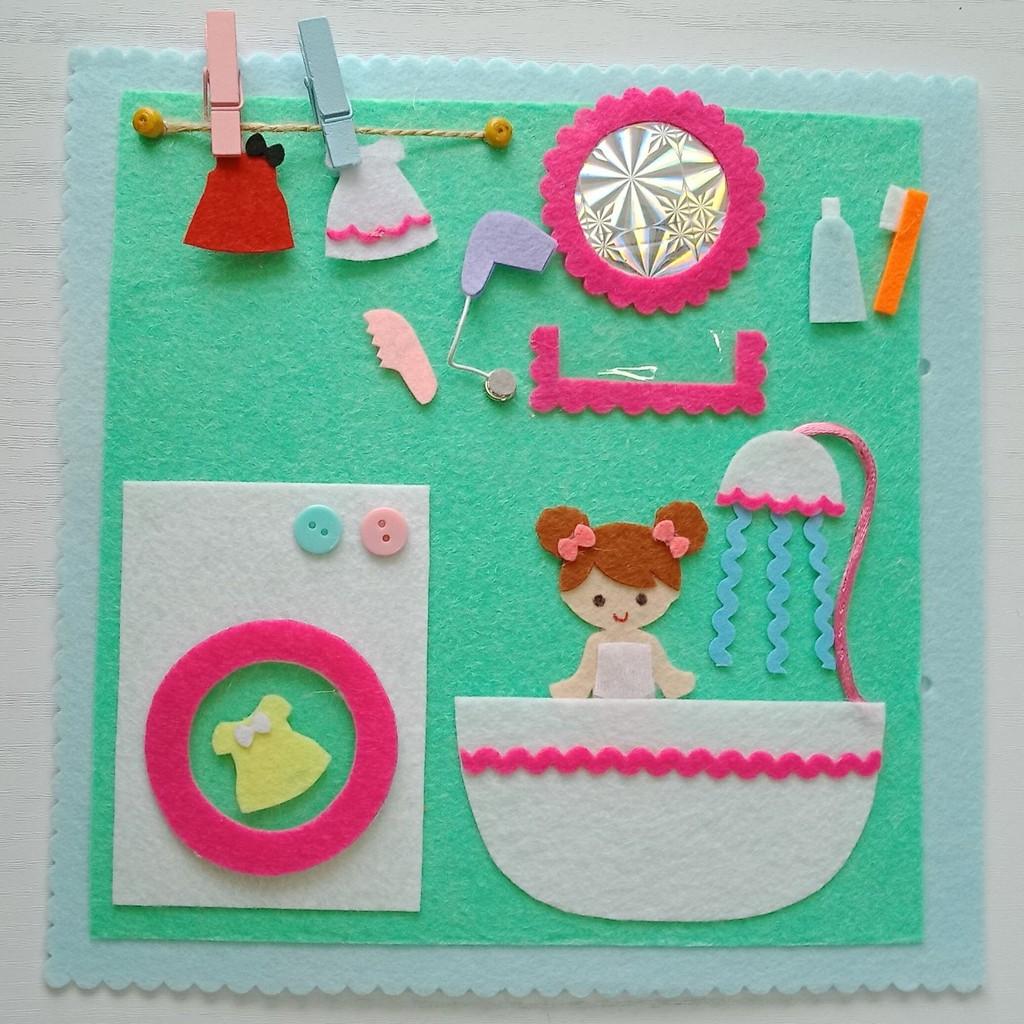 Đồ chơi Sách vải Ngôi nhà Búp bê cho bé - - Đồ chơi Búp bê bằng vải Handmade - Quiet book Doll House