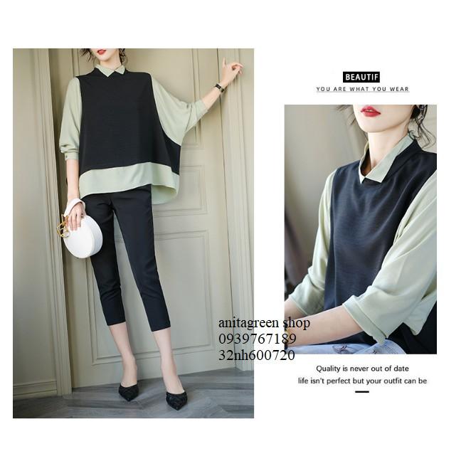 Nh600720-SƠ MI NỮ PHỐI MÀU CÁ TÍNH