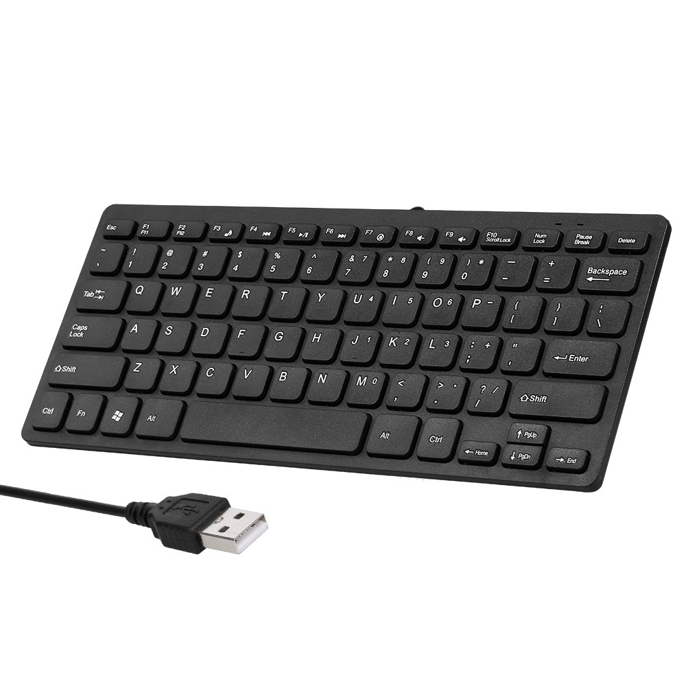 Bàn Phím Văn Phòng Chocolate Mini K-1000 78 Phím Có Dây USB, Màu Đen