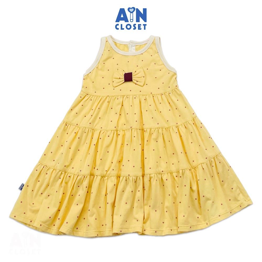 Đầm bé gái họa tiết Bi nhí vàng thun cotton - AICDBGF8URFV - AIN Closet
