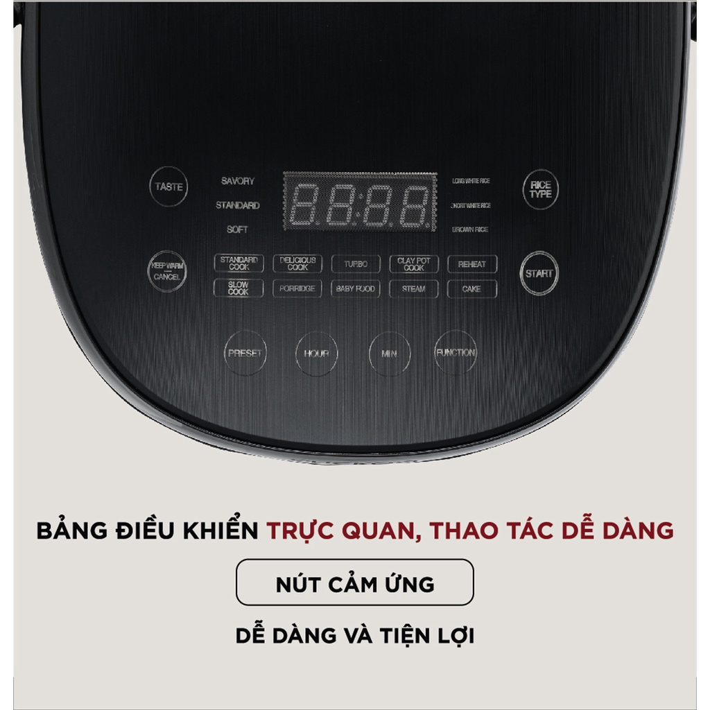 Nồi cơm điện tử Cuckoo 1.08L CR-0690F-BKBKCRVNCV_ màu đen, nhiều chế độ nấu, lòng nồi chống dính, thiết kế sang trọng - Bảo hành 2 năm - Hàng chính hãng Cuckoo Vina