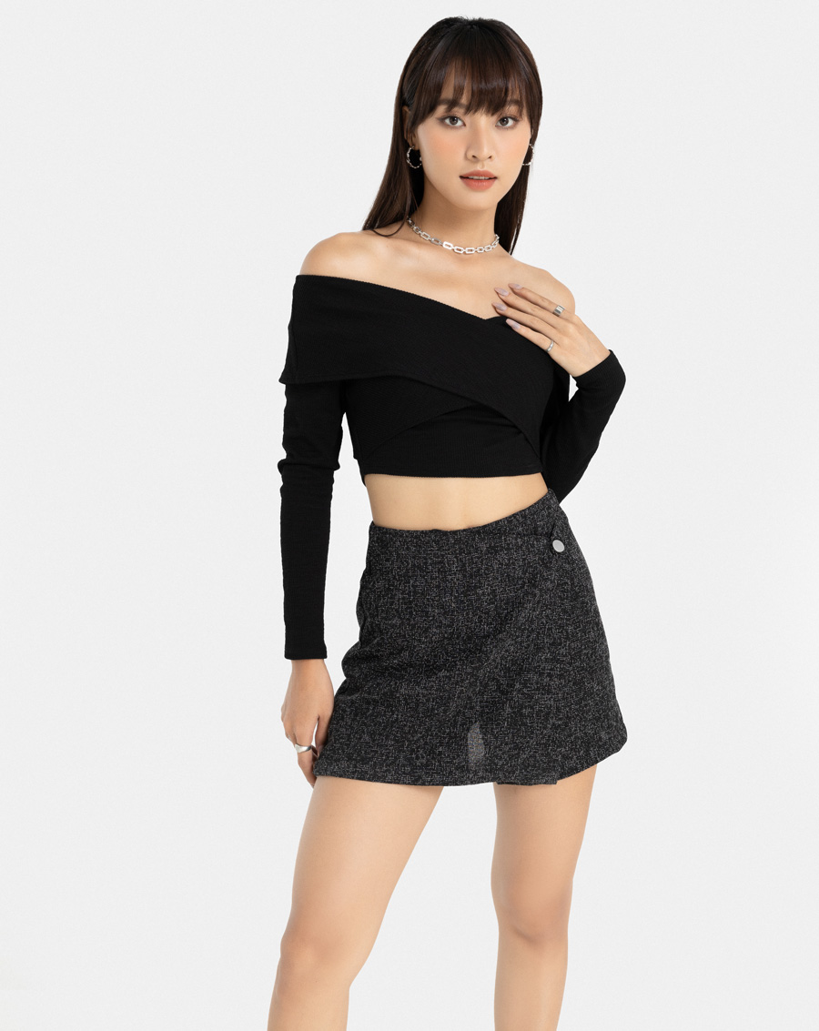 Quần Giả Váy Nữ Thời Trang JUNO Vạt Đắp Trước JNQSH013