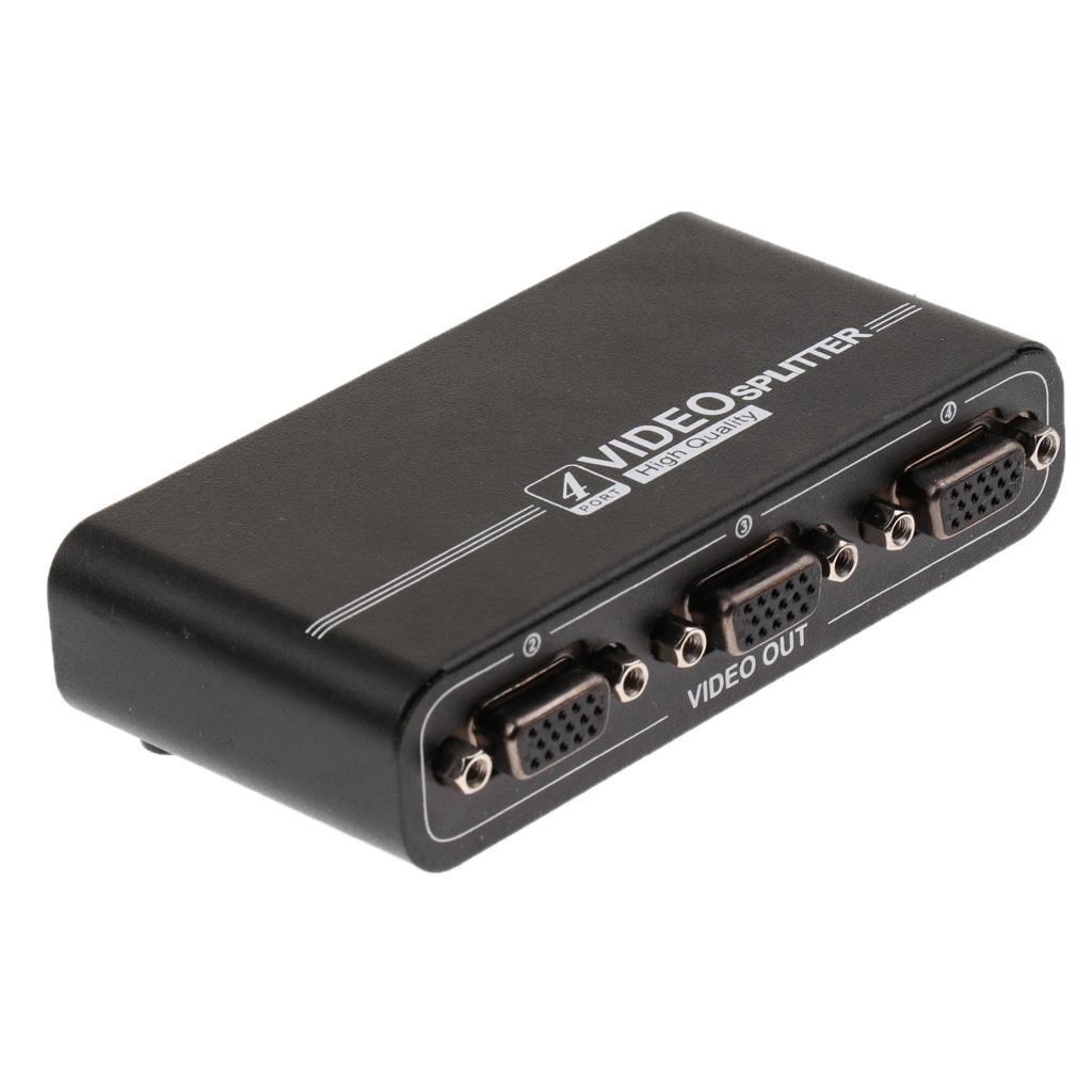 4 Port VGA Video HD Signal Amplifier Splitter Sharing Box for PC 550MHz