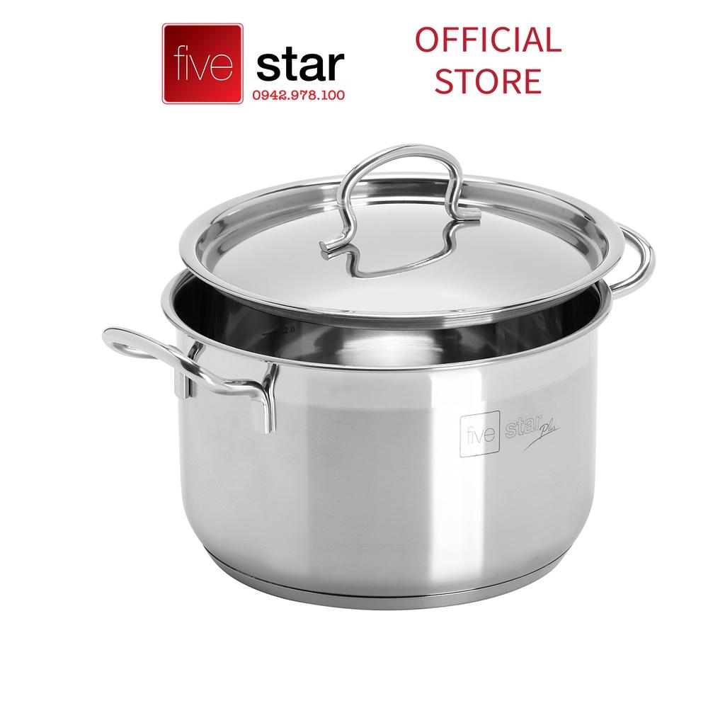 Bộ nồi chảo 3 đáy inox 304 FiveStar Plus vancover bếp từ nắp inox ( 1nồi16cm x 1nồi18cm x 1nồi20cmx 1nồi24cm x 1chảo24cm