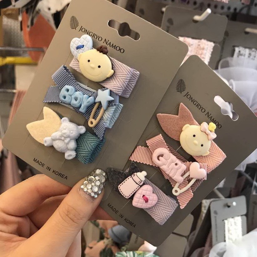 Set 2 Kẹp Tóc Mái Hình Động Vật Dễ Thương Cho Bé Gái