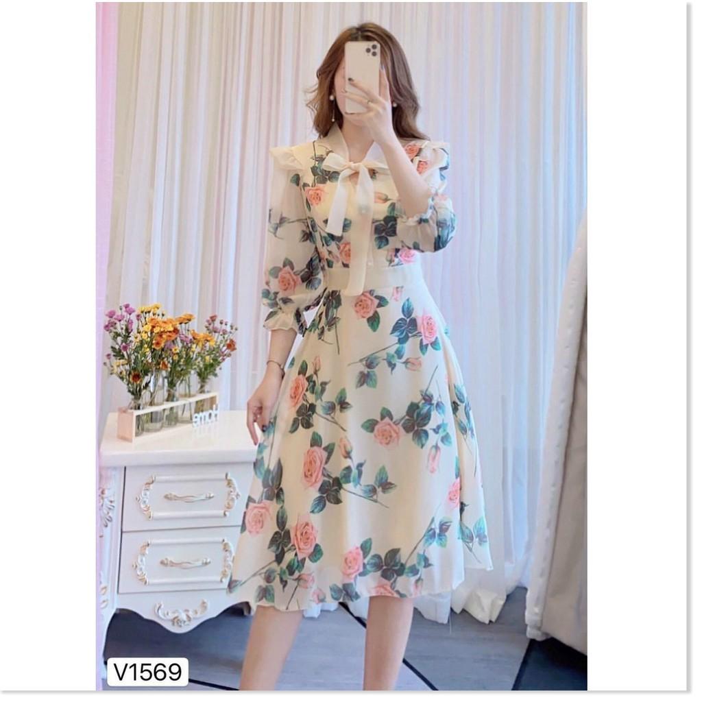 ĐẦM HOA NƠ PHỐI VOAN,THIẾT KẾ HỌA TIẾT HOA VÔ CÙNG SANG TRỌNG,ĐẶC BIỆT LÀ CHẤT LIỆU VÃI THOÁNG MÁT THỜI TRANG VINA 1HIT