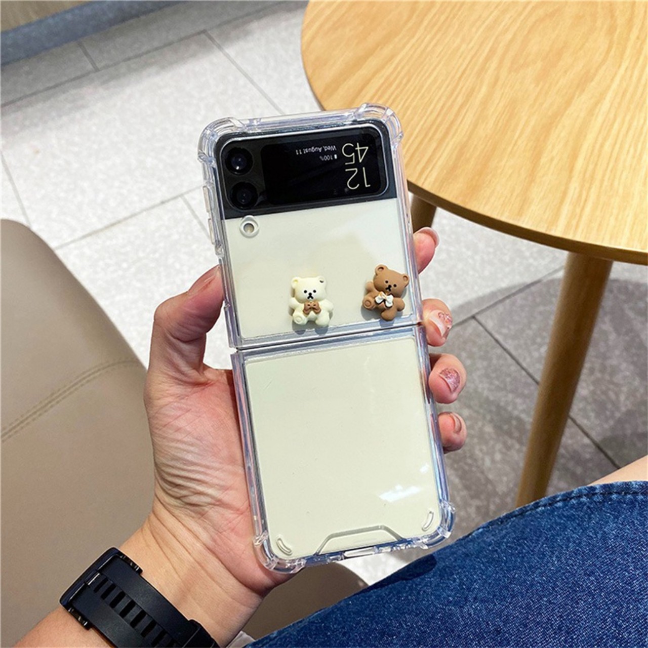 Ốp lưng cho samsung Zflip4 -Zflip5 - Zflip3 -Z flip4 - Z flip3 - Z flip5 - Z flip 4 trong suốt đính charm siêu dễ thương