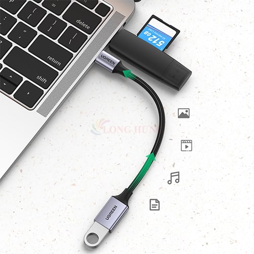 Cổng chuyển đổi Ugreen USB-C to USB 3.0 OTG Cable Alu Case with Braid US378 70889 - Hàng chính hãng