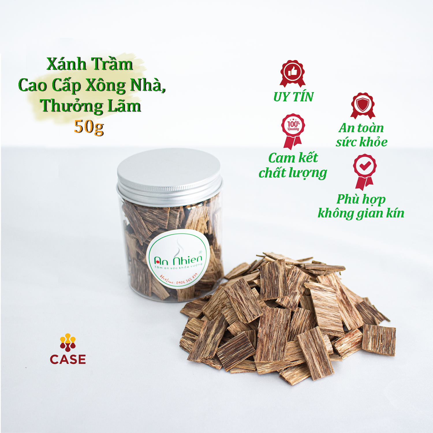 Trầm Miếng Phổ Thông Xông Nhà Sánh Trầm Hương Cao Cấp Tẩy Uế Thơm Phòng Trầm Hương An Nhiên SCC- 50gr