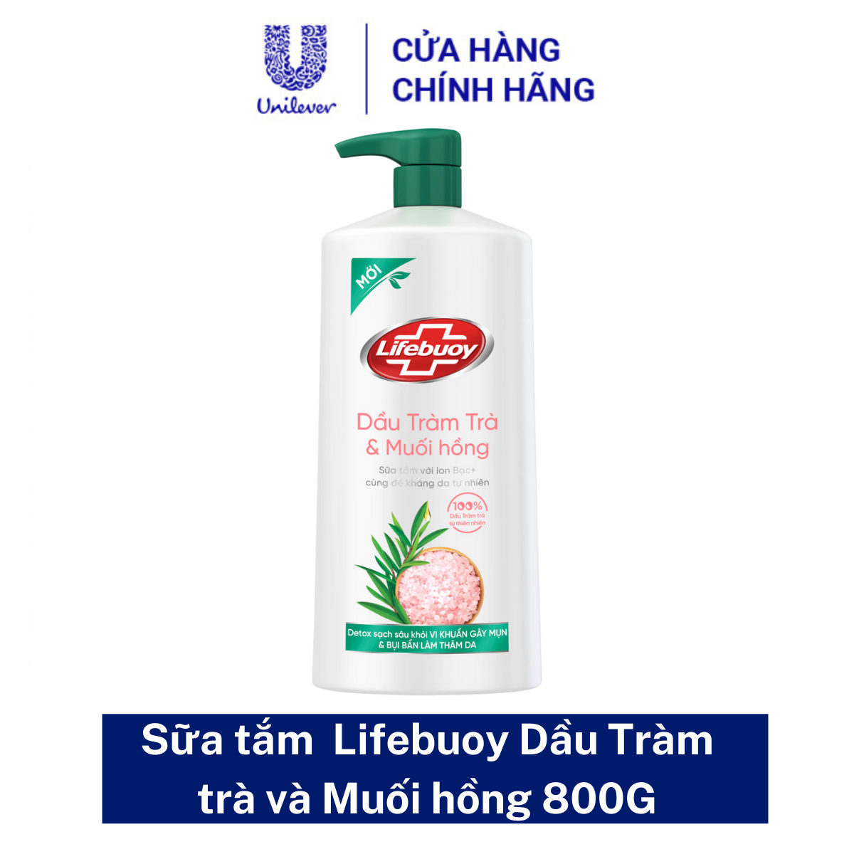 Sữa Tắm Lifebuoy Detox Và Sạch Sâu Khỏi Bụi Mịn Pm2.5 Và Vi Khuẩn Tràm Trà Muối Hồng 100% Từ Thiên Nhiên Chai 800G