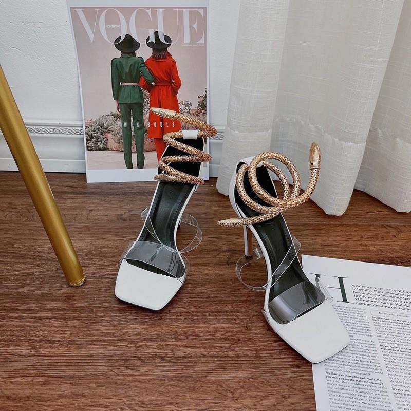 Giày sandal nữ phối dây quấn cổ chân cực xinh cao 9f