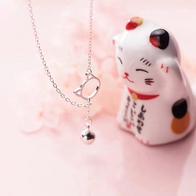 Lắc chân bạc s925, mẫu chuông nhỏ Mèo thần tài Pansy storee