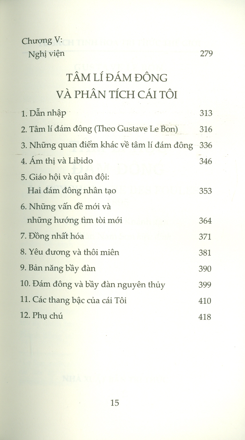 TÂM LÍ HỌC ĐÁM ĐÔNG - Cùng Tâm Lí Đám Đông Và Phân Tích Cái Tôi Của Của S. FREUD - Tủ Sách Tinh Hoa