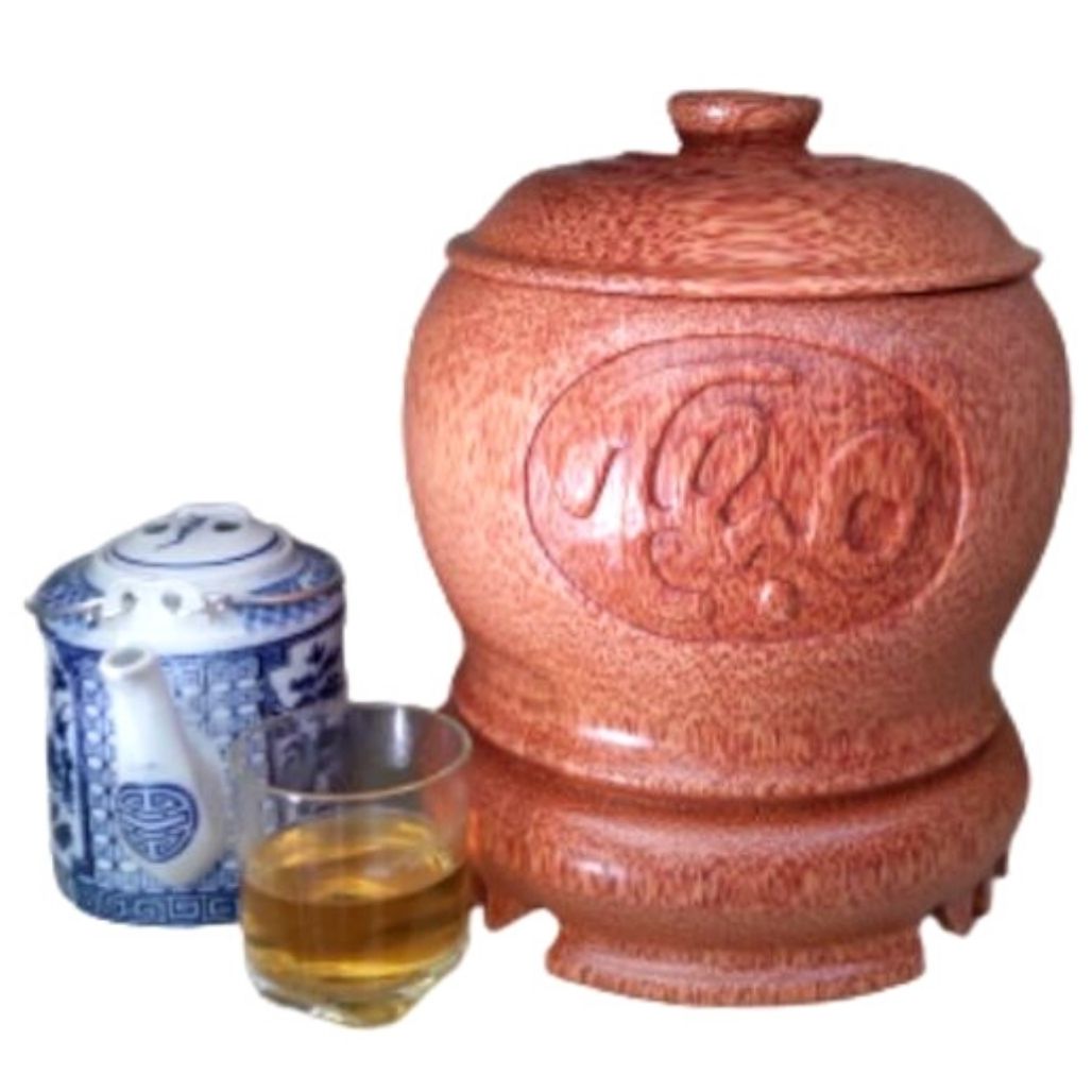 Bình Trà Gỗ Dừa Chạm Thủ Công Tam Đa "Phúc Lộc Thọ" Và Bình Trà 700 - 1200ml - Sản Phẩm Được Sản Xuất Tại Bến Tre