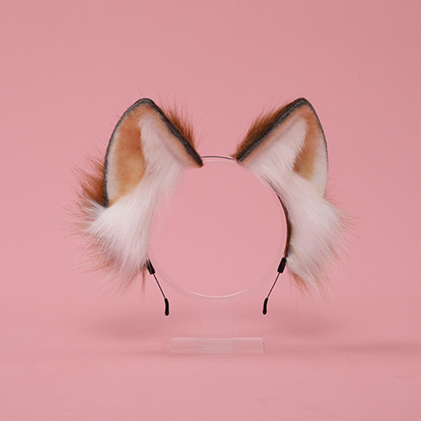 Cute Animal Ears Headband Furry Fox Ears Costume Dress up Plush Hairband Headdress Hair Accessories for Lolita Cosplay Halloween Stage Shows