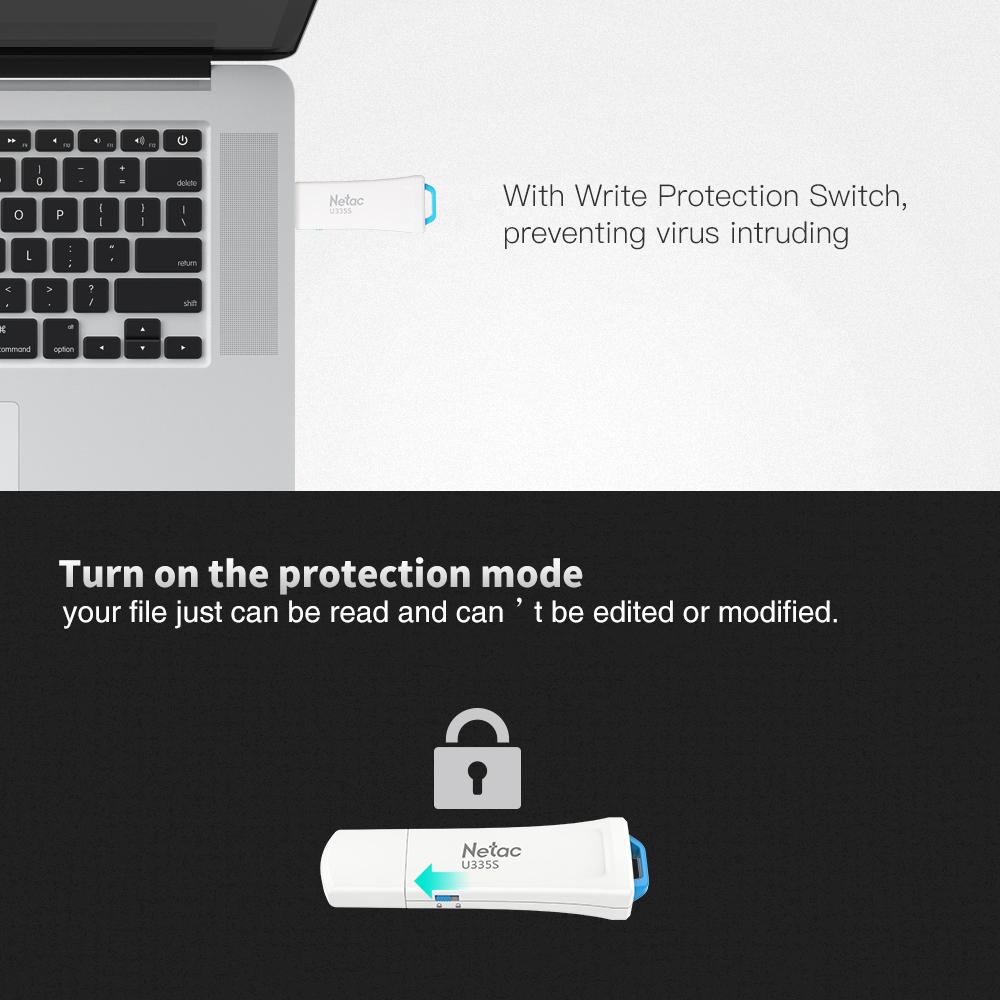  Đầu USB 3.0 Flash Drive U335S loại Netac Write Protect 