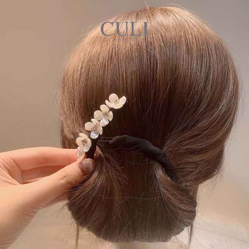 Kẹp búi tóc, kẹp quấn tóc dẻo củ tỏi đa năng, kẹp tóc đính hoa - ngọc hot trend style Hàn Quốc cho nữ - Culi.accessories