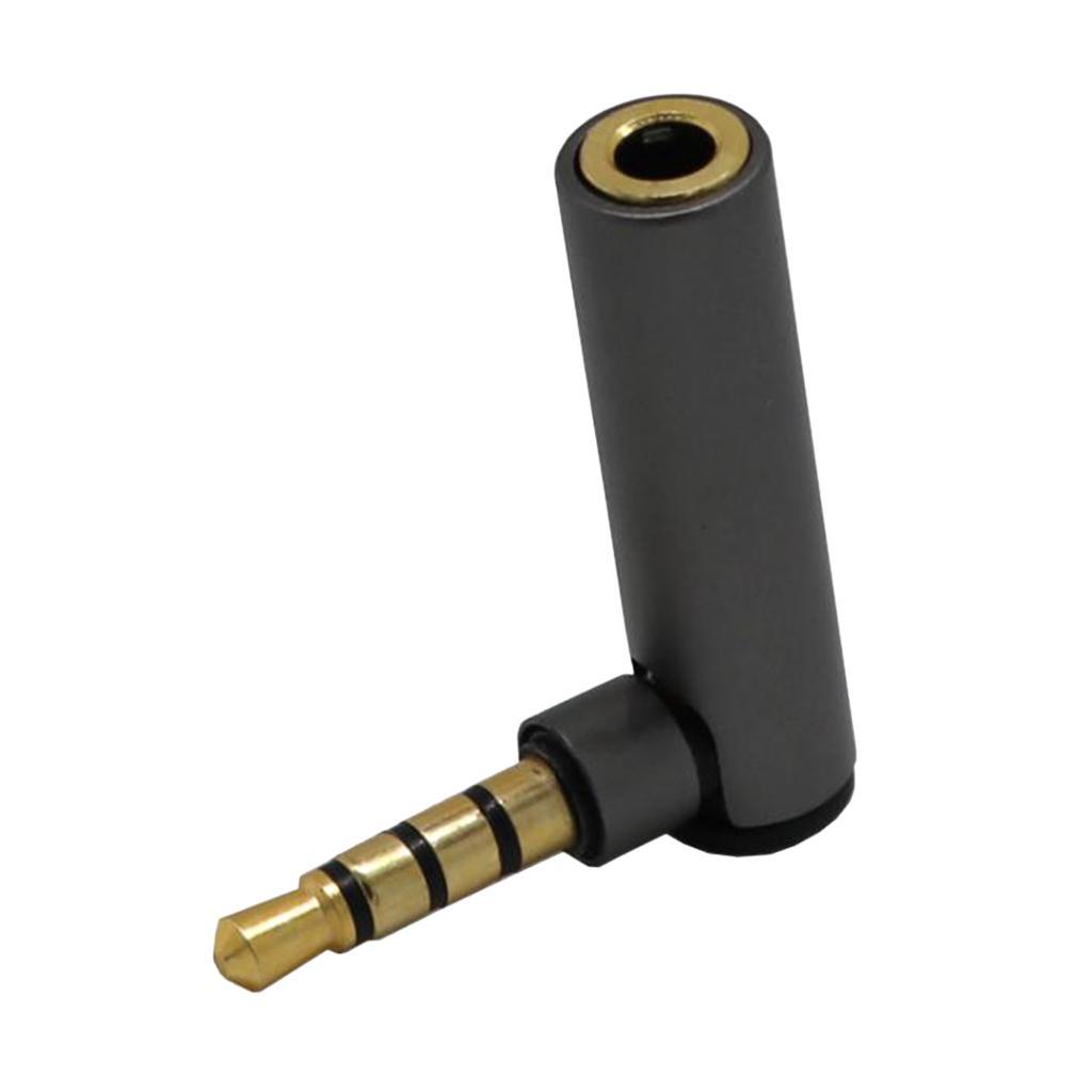 3.5mm Male to Female Audio Adapter Right Angle  Plug Converter Silver