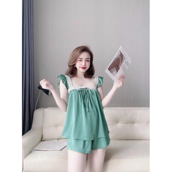 Đồ bộ đùi cánh tiên phối ren satin cao cấp, Đồ mặc nhà- Phươngaliceshop