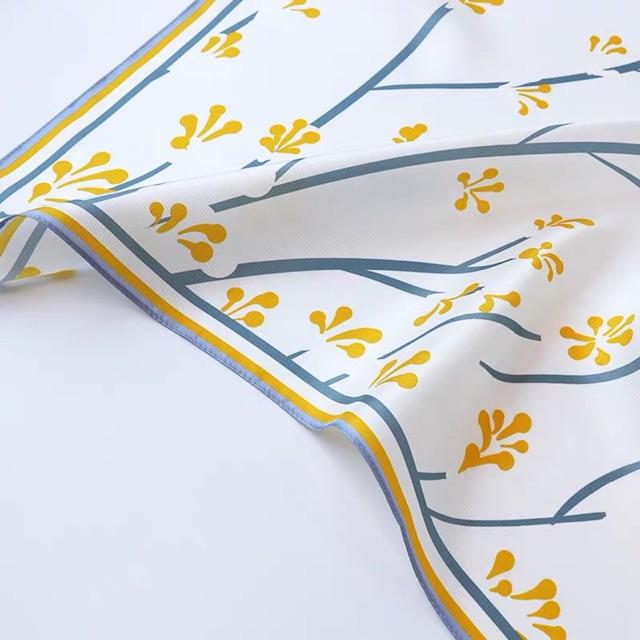 Khăn turban lụa vuông cao cấp choàng cổ size 70x70cm thanh lịch đa năng dùng làm áo yếm in hoa