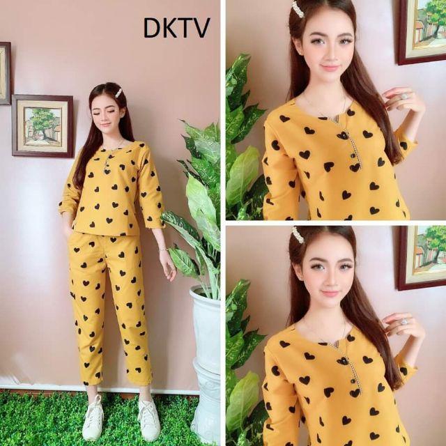 Set đồ bộ xinh cổ 3khuy 2 màu