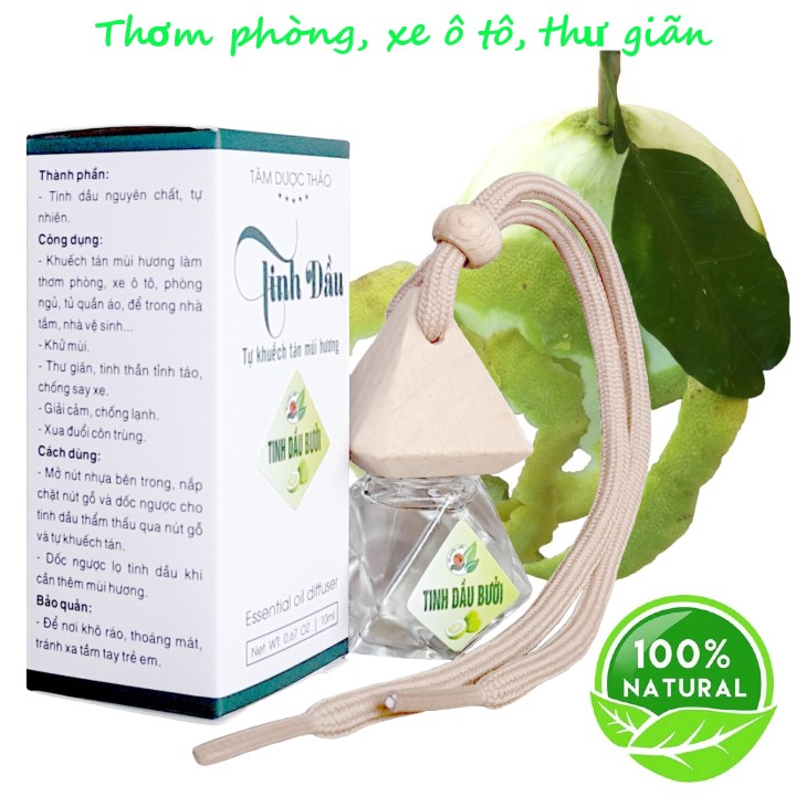 Tinh dầu Bưởi tự khuếch tán 10ml Tâm Dược Thảo - Thơm phòng, khử mùi, treo xe ô tô