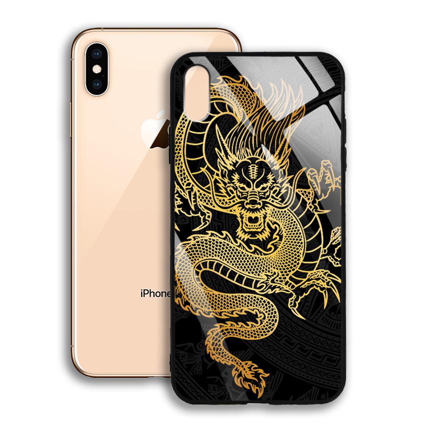 Ốp Lưng Mạ Màu Vàng Ánh Kim cho điện thoại Iphone XS Max - 03007 8007 DRAGON15 - Rồng dũng mãnh - Hàng Chính Hãng