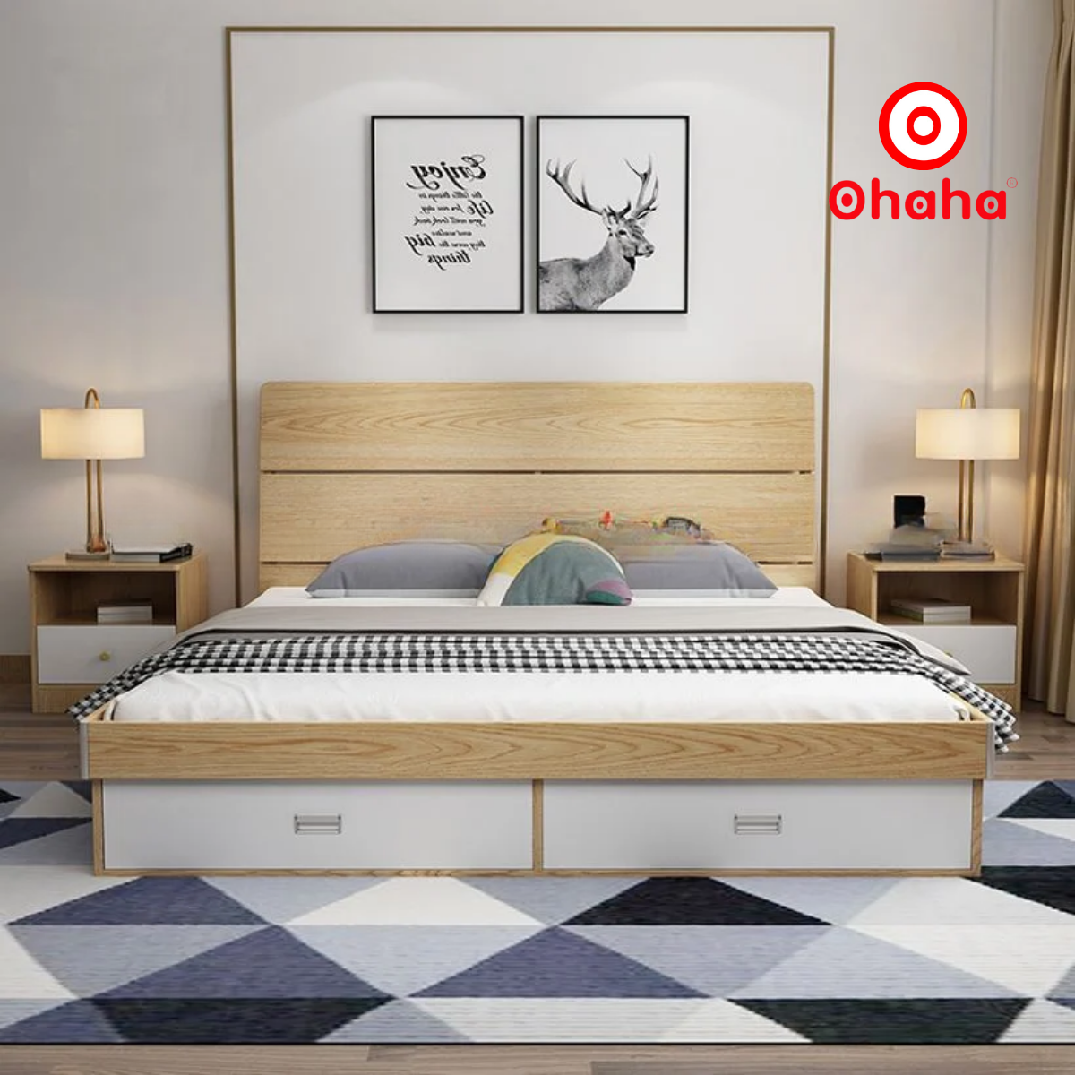 GIƯỜNG NGỦ GỖ CÔNG NGHIỆP CAO CẤP OHAHA - GC011