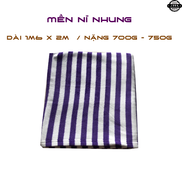 Chăn mền Len sọc xanh dương  1m6 x 2m / 800g - 900g