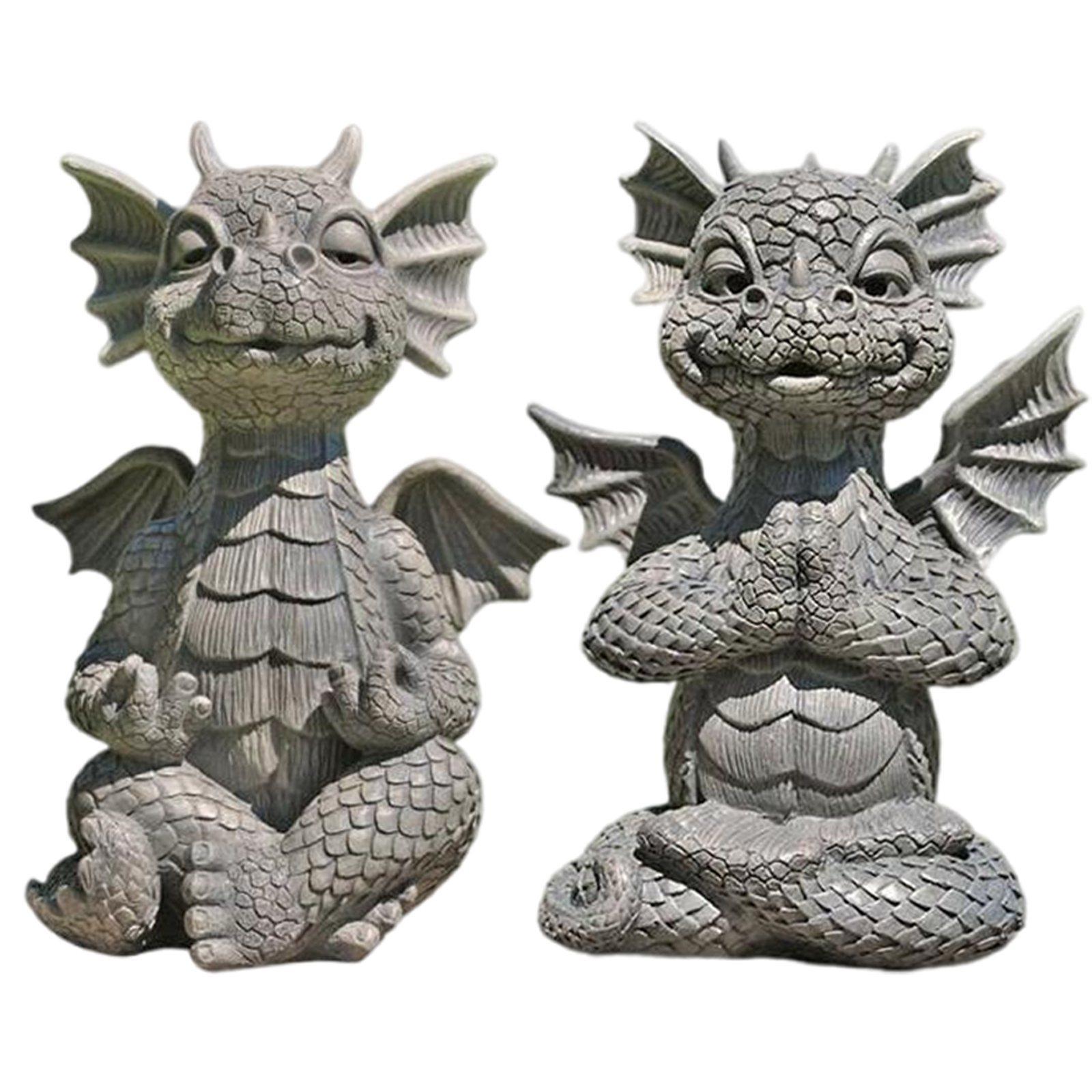 2x Dragon Statue Figurine Ornament Sculpture for Decoration