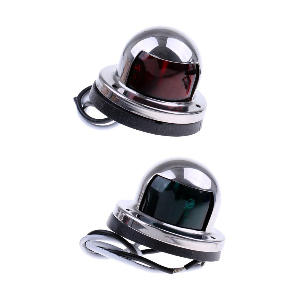 1 Pair Stainless Steel 12V Marine Boat Yacht Light LED Bow Navigation Side Boat Underwater Lights Sailing Signal Light Red & Green