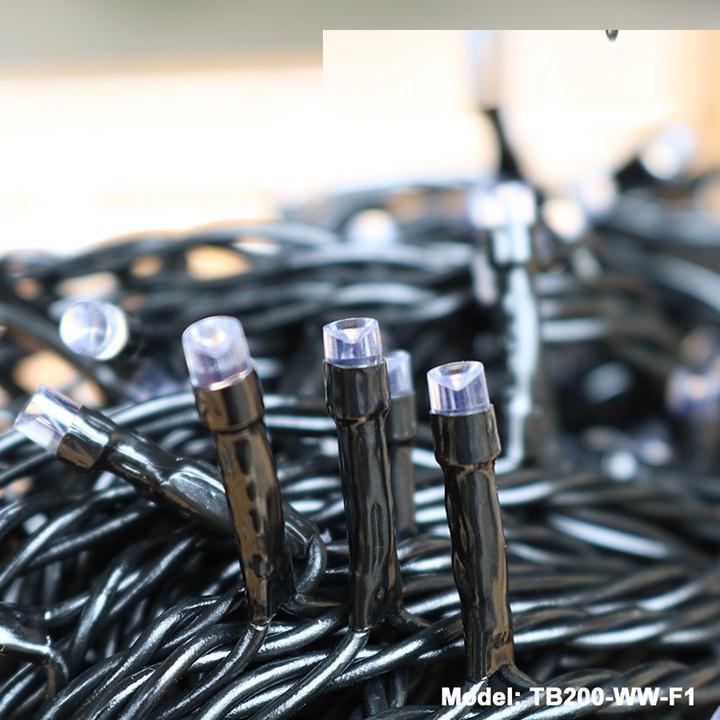 Bộ đèn led nhấp nháy 20m dây đen ánh sáng vàng, 7 màu trang trí cây thông Giáng sinh Noel, trang trí cây mai cây đào Tết