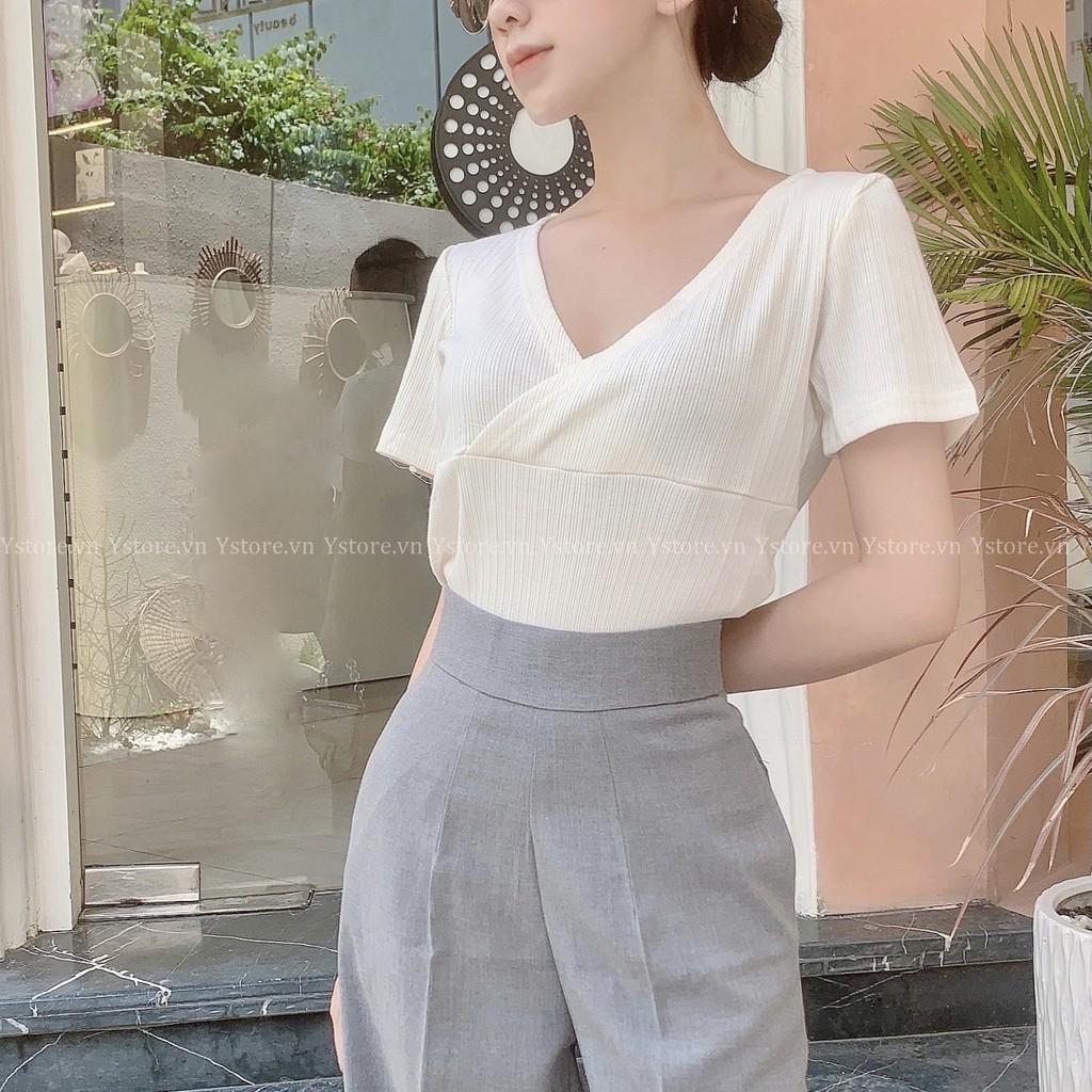 Áo Thun Cổ Đắp Chéo Lạ Mắt, Tôn Nét Quyến Rũ, Tone Màu Pastel Nhẹ Nhàng