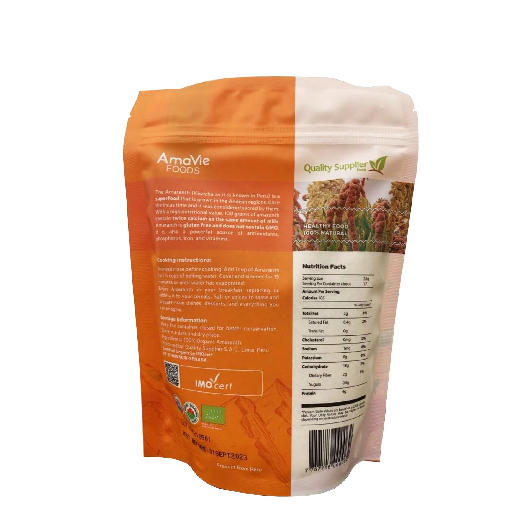 Hạt dền Amaranth hữu cơ Amavie Foods 500g